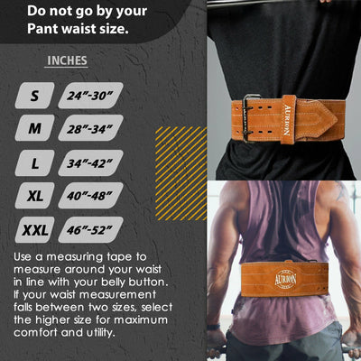 Aurion by 10Club Sued Leather Powerlifting Gym Belt-Medium | Weight Lifting Belt for Heavy Workout for Men & Women | Professional Heavy Weight Lifting Belt - Brown