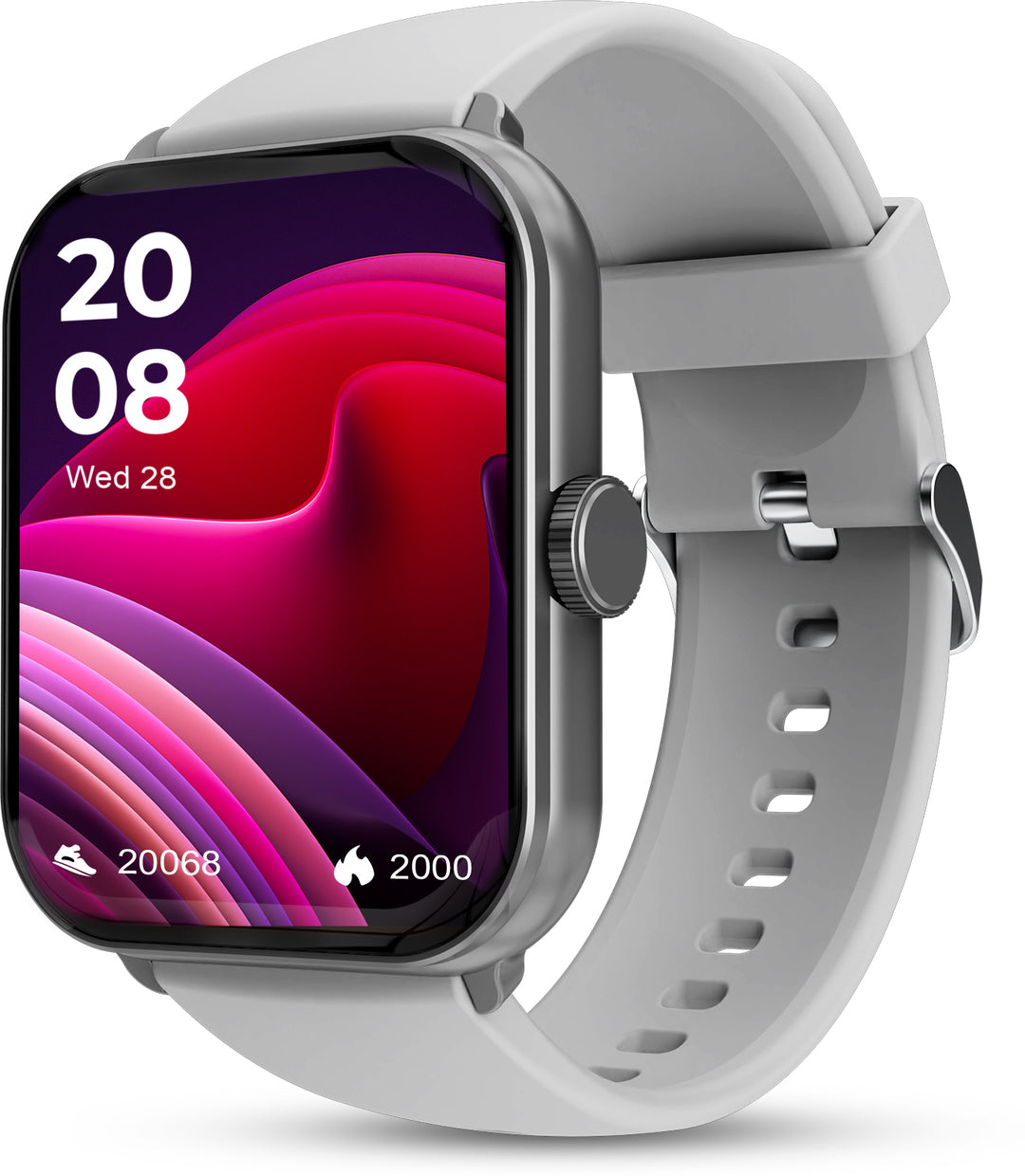 Marv Super with 2" TFT HD Display | BT Calling | 24*7 Health Monitoring | IP68 Smartwatch (Silver Strap | Free Size)