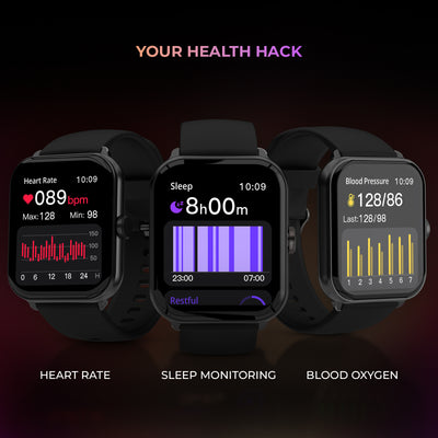 Marv Super with 2" TFT HD Display | BT Calling | 24*7 Health Monitoring | IP68 Smartwatch (Black Strap | Free Size)