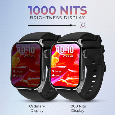 Unbound+ 1.8" AMOLED Display | BT Calling | 1000nits Brightness & Voice Assistant Smartwatch (Black Strap | Free Size)