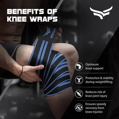Unisex Knee Wraps (2 Meters, Set of 2) - Blue - Kriya Fit