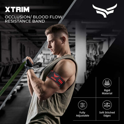 XTRIM Elastic BFR (Blood Flow Restriction) Workout Bands  - Red - Kriya Fit