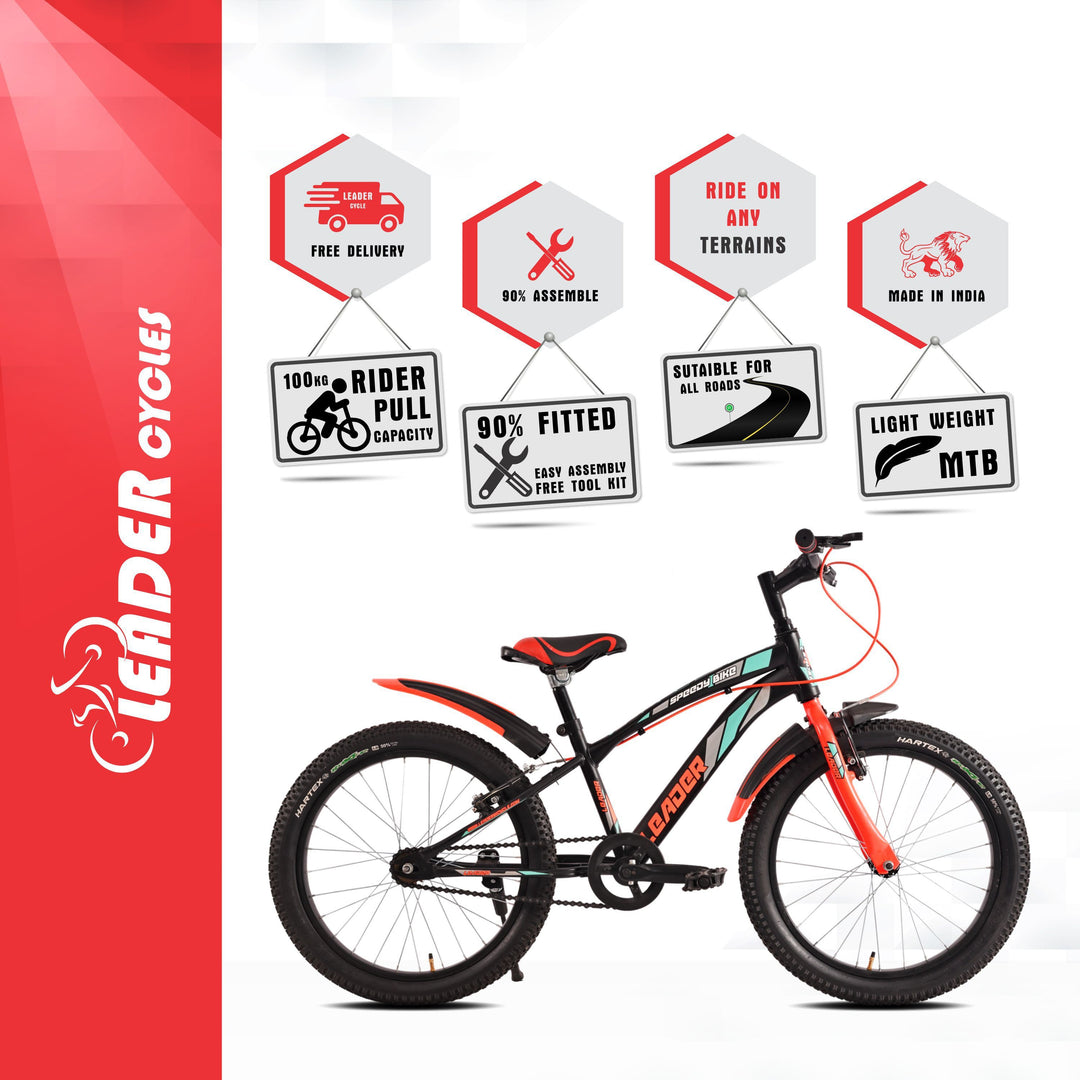 Speedy Bike 20T Kids Cycle, Ideal for 7-10 Years Age, 20" Mountain Cycle, Single Speed, Black