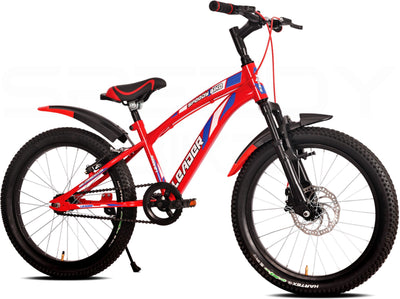 Speedy Bike 20T Kids Cycle with Front Suspension and Disc Brake, Ideal for 7-10 Years, 20" Mountain Cycle, Single Speed, Red