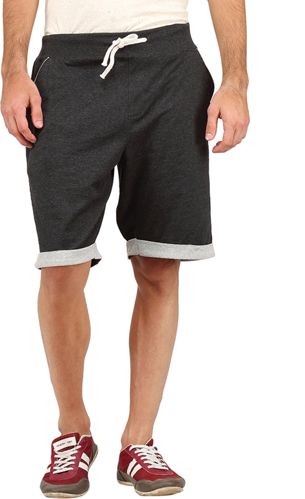 Solid Men Grey Sports Shorts