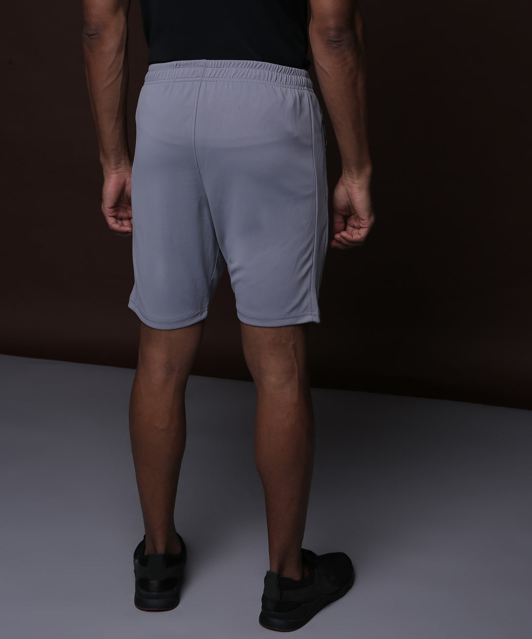 Solid Men Grey Sports Shorts (Cotton Blend)