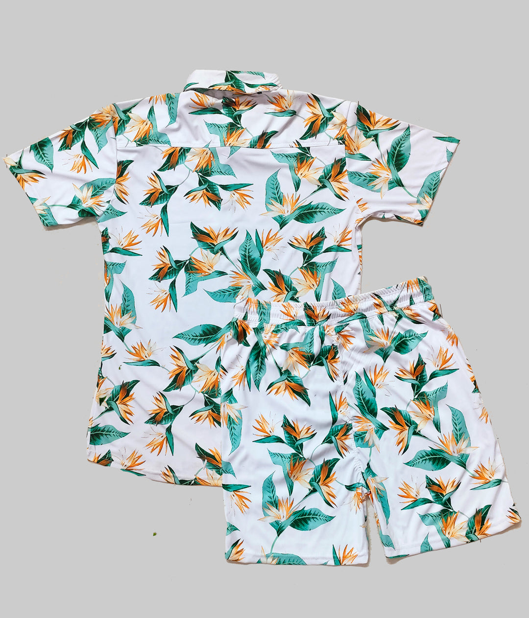 Printed Men Co-ords Shirt Track Suit (White::Green)