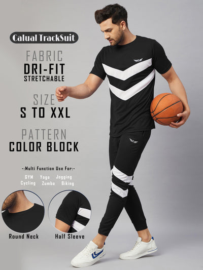 Dri-Fit Colorblock Men Co-ords Track Suit (Black)