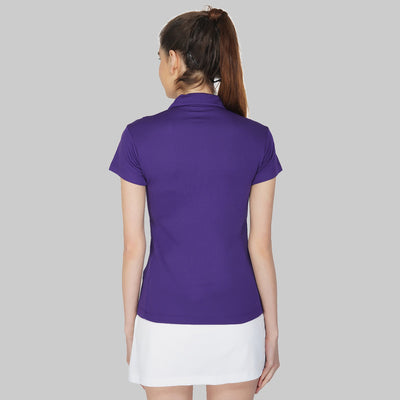 Solid Women Polo Neck Purple T-Shirt