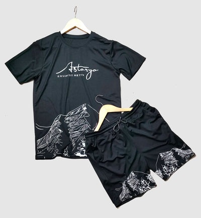 Astarya Printed Men Co-ords Track Suit (Black)