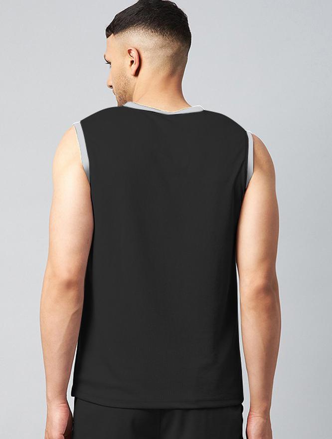 Color Block Round Neck T-shirt (Black) (Pack of 1)