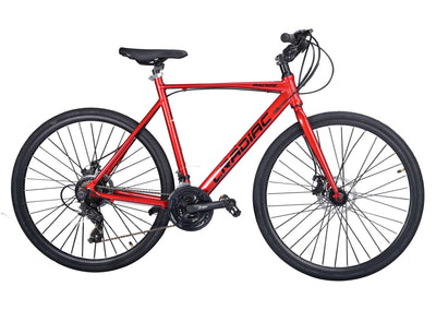 CRADIAC Machine Lite 21 Speed | Rigid Fork | 6061 Alloy | Dual DISC | Fully Fitted 700C T Hybrid Cycle/City Bike  (21 Gear, Red, Rigid)