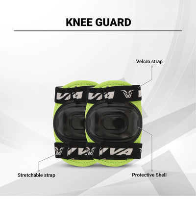 Skates & Cycling Guard Set for Sub Junior Players | Green (1 Helmet | 1 Pair of Elbow Guards | 1 Pair Knee Guards and 1 Pair of Palm Guards)