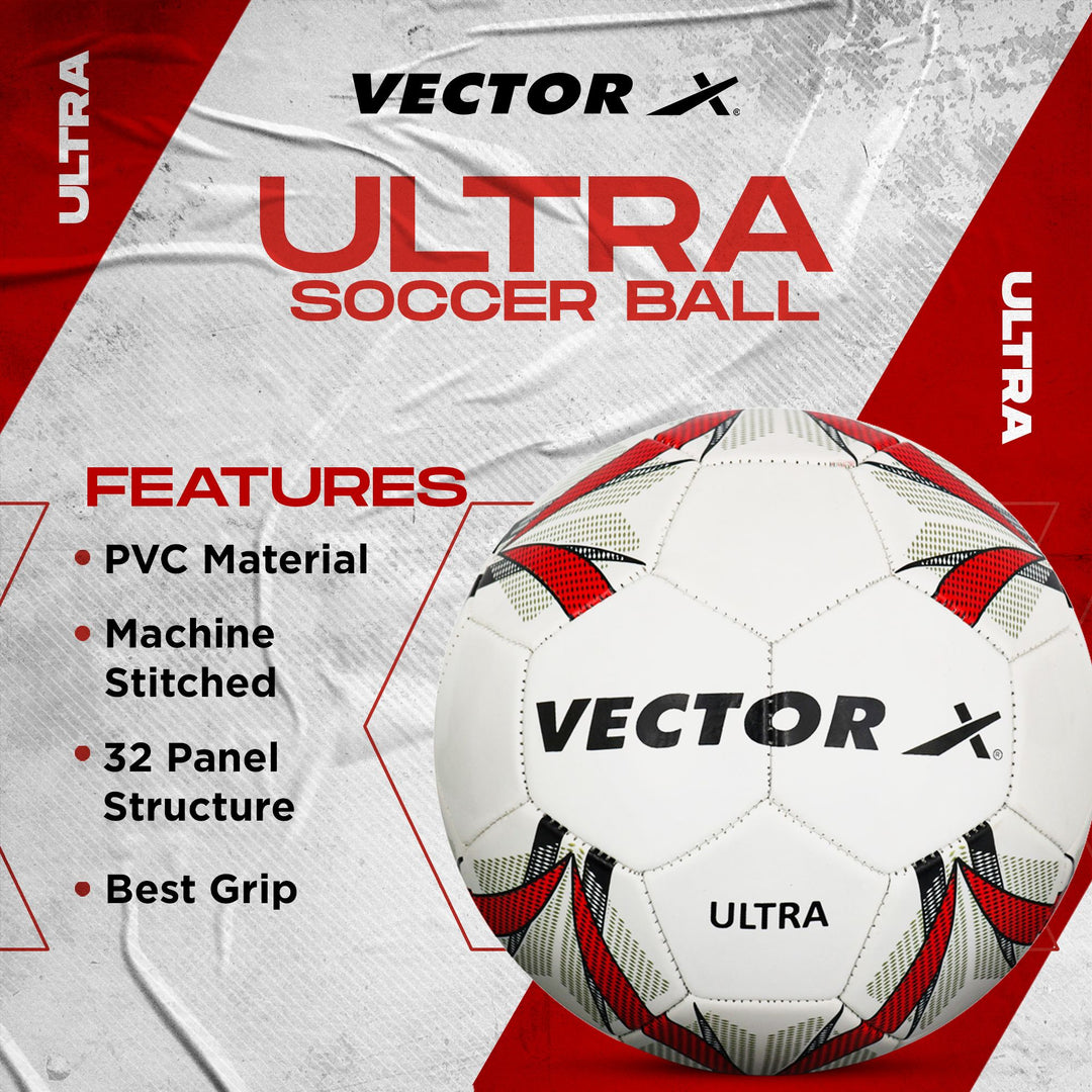 Ultra - Machine Stitched Football | Size - 5 | Suitable Without Grass/International Match Ball/Soccer Balls/Football - White