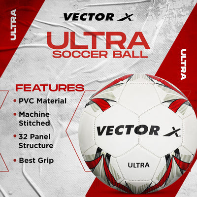 Ultra - Machine Stitched Football | Size - 5 | Suitable Without Grass/International Match Ball/Soccer Balls/Football - White