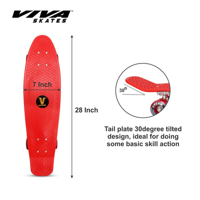 Junior 28 inch x 7.5 inch Skateboard -Red