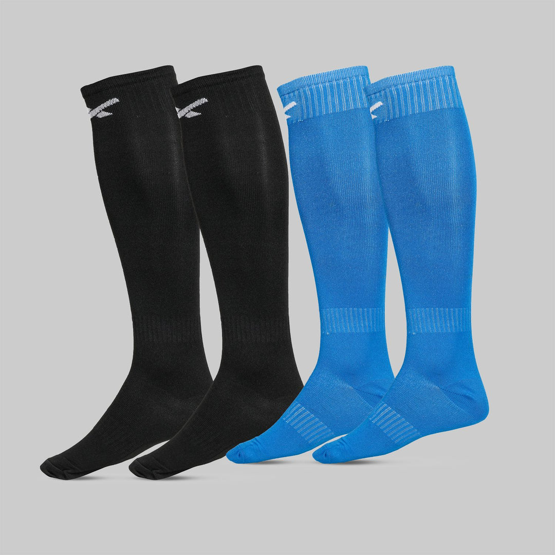 Unisex Solid Knee High (Pack of 4) Free Size (Black & Blue)