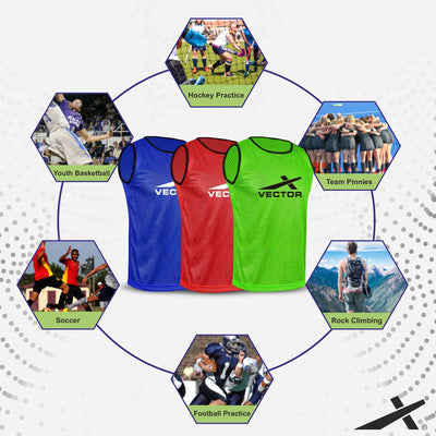 Multipurpose Football Bib (Solid/Regular) Pack of 3 -  Multi-Color