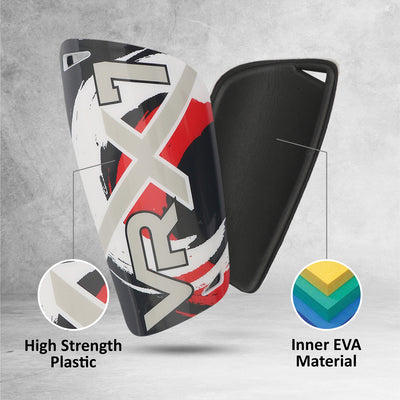 Black-Red VRX7 Shin Guard with Blastic Football Stockings Combo 2 pair (Size - Standard)
