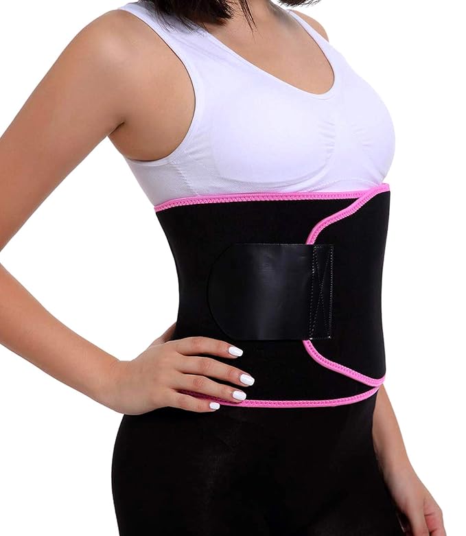 ALYV Premium Sweat Slimming Belt for Men & Women | Waist Trimmer, Tummy Fat Burner & Workout Support Royal Pink