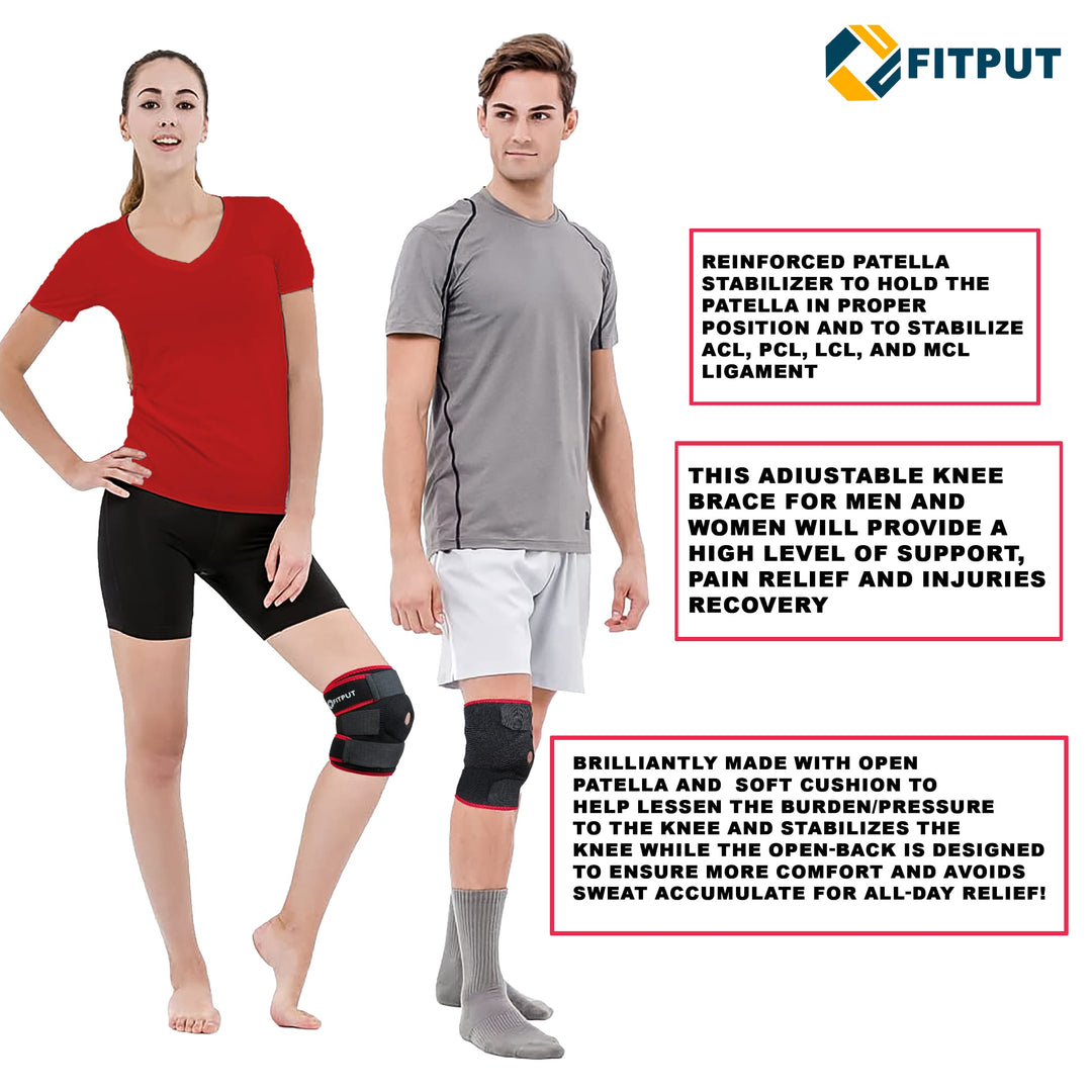 Adjustable Knee Cap Support Brace for Sports (1 Pair) | Gym | Running | Arthritis | Joint Pain Relief and Protection for Men and Women