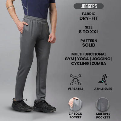 Men’s Slim Fit Polyester Track Pants (Lava Grey)