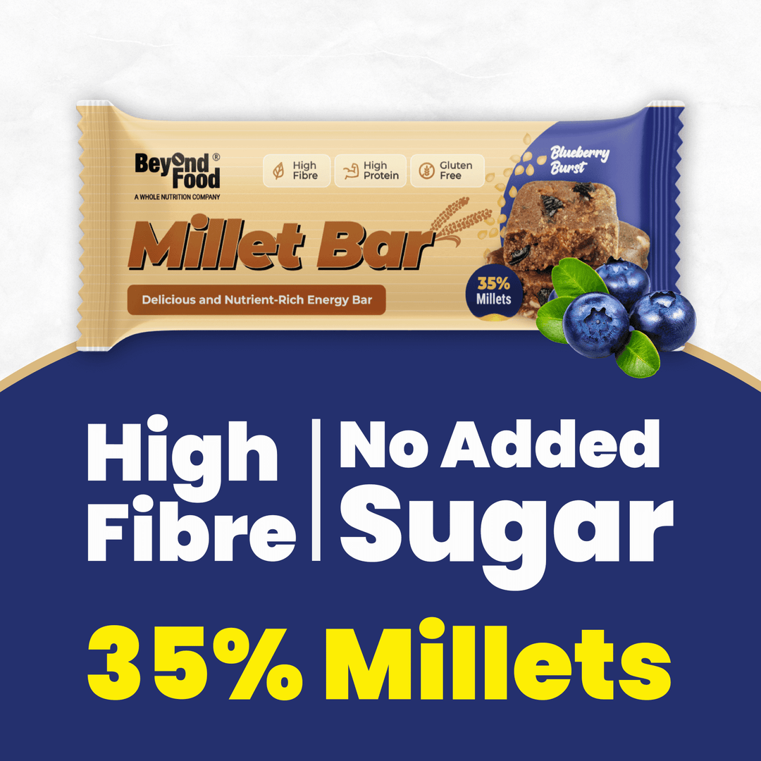 Millet Bars | Blueberry Burst Flavor (Pack of 6/ 40g each) | 100% Natural Ingredients
