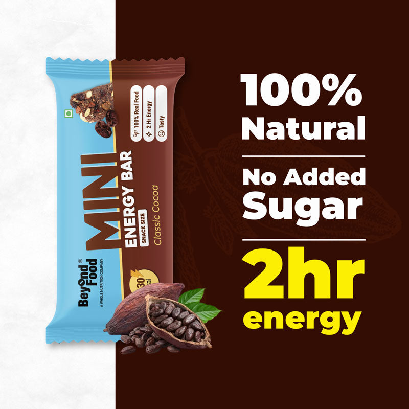 Mini Energy Bars | Classic Cocoa Flavor (Pack of 6/ 30g each) | 100% Natural Ingredients