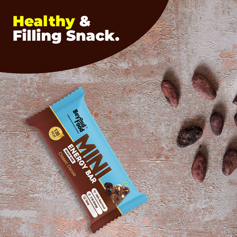 Mini Energy Bars | Classic Cocoa Flavor (Pack of 6/ 30g each) | 100% Natural Ingredients