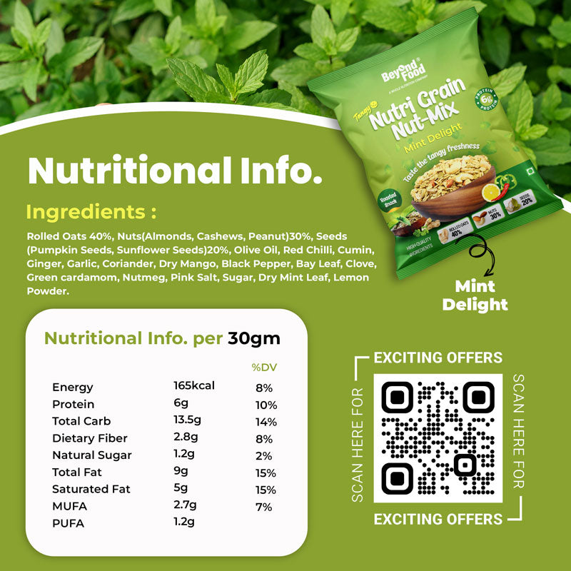 Nutri Mixture | Mint Delight Flavor (Pack of 12/ 30g each) | 100% Natural Ingredients