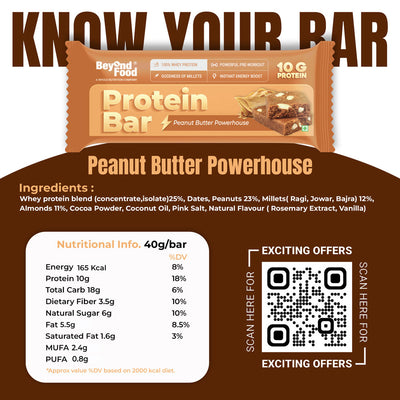 Protein Bars | Peanut Butter Flavor (Pack of 6/ 40g each) | 100% Natural Ingredients