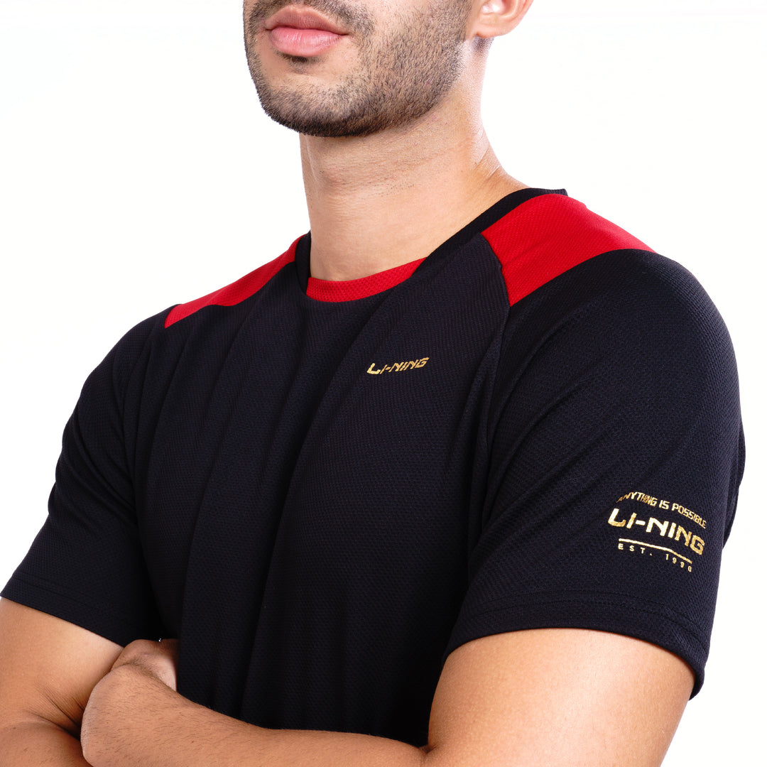 Li-Ning Flip Side T-Shirt (BLACK/RED ; 2XS)