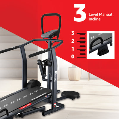 MFT-410 Non-electric Manual Treadmill Foldable | Multifunction (Jogger | Stepper | Twister | Push up Bar) | 3-Level Incline | 120-kg Max User Weight - Ideal for Home Use