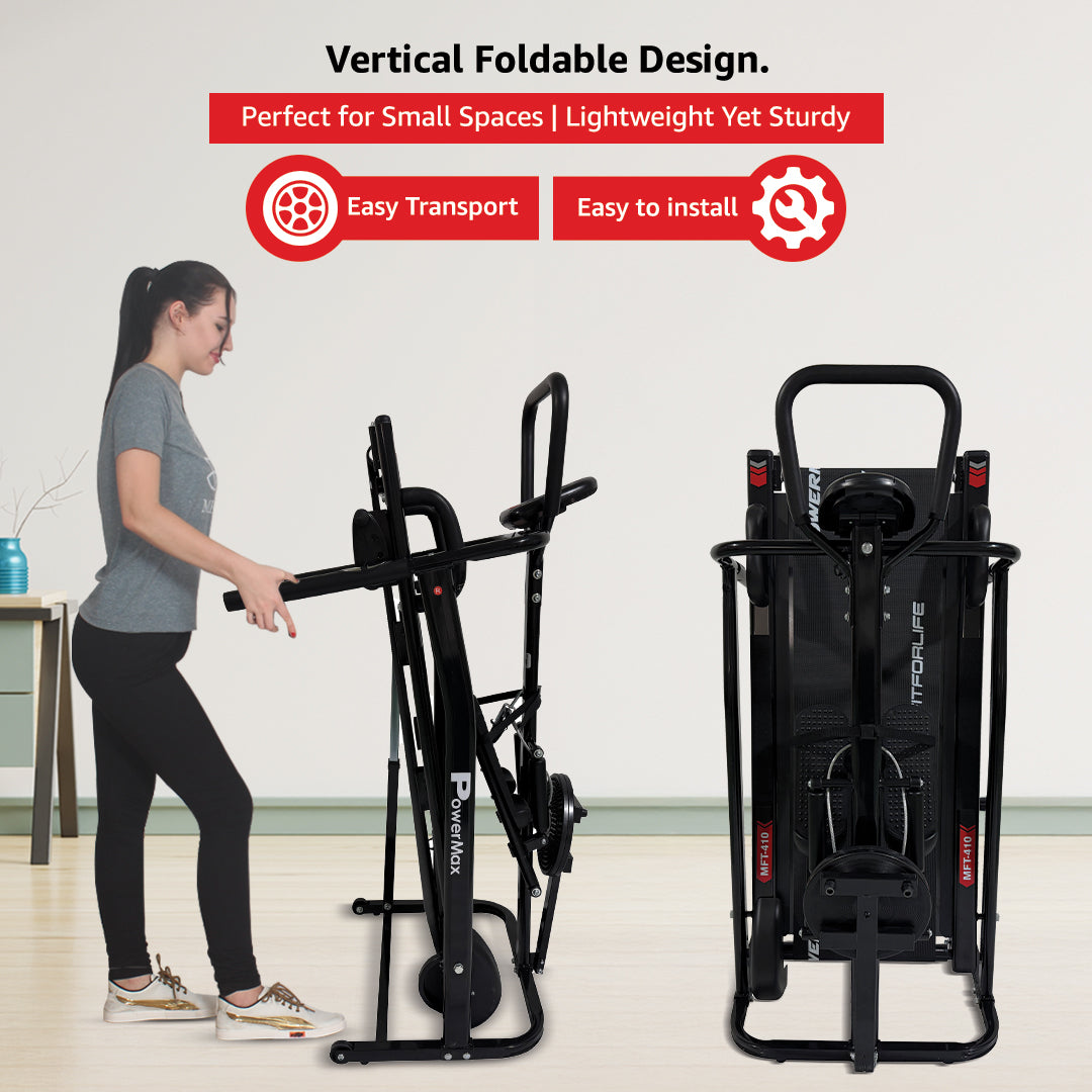 MFT-410 Non-electric Manual Treadmill Foldable | Multifunction (Jogger | Stepper | Twister | Push up Bar) | 3-Level Incline | 120-kg Max User Weight - Ideal for Home Use