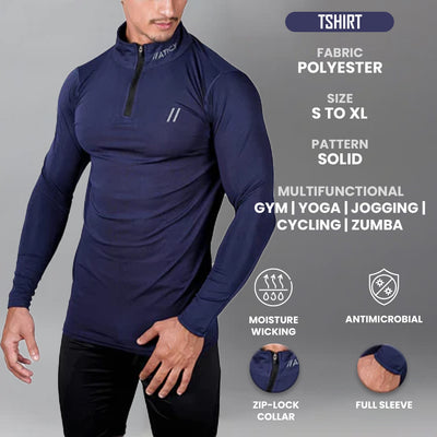 Men’s Slim Fit Polyester Full Sleeve T Shirt (Sapphire Blue)