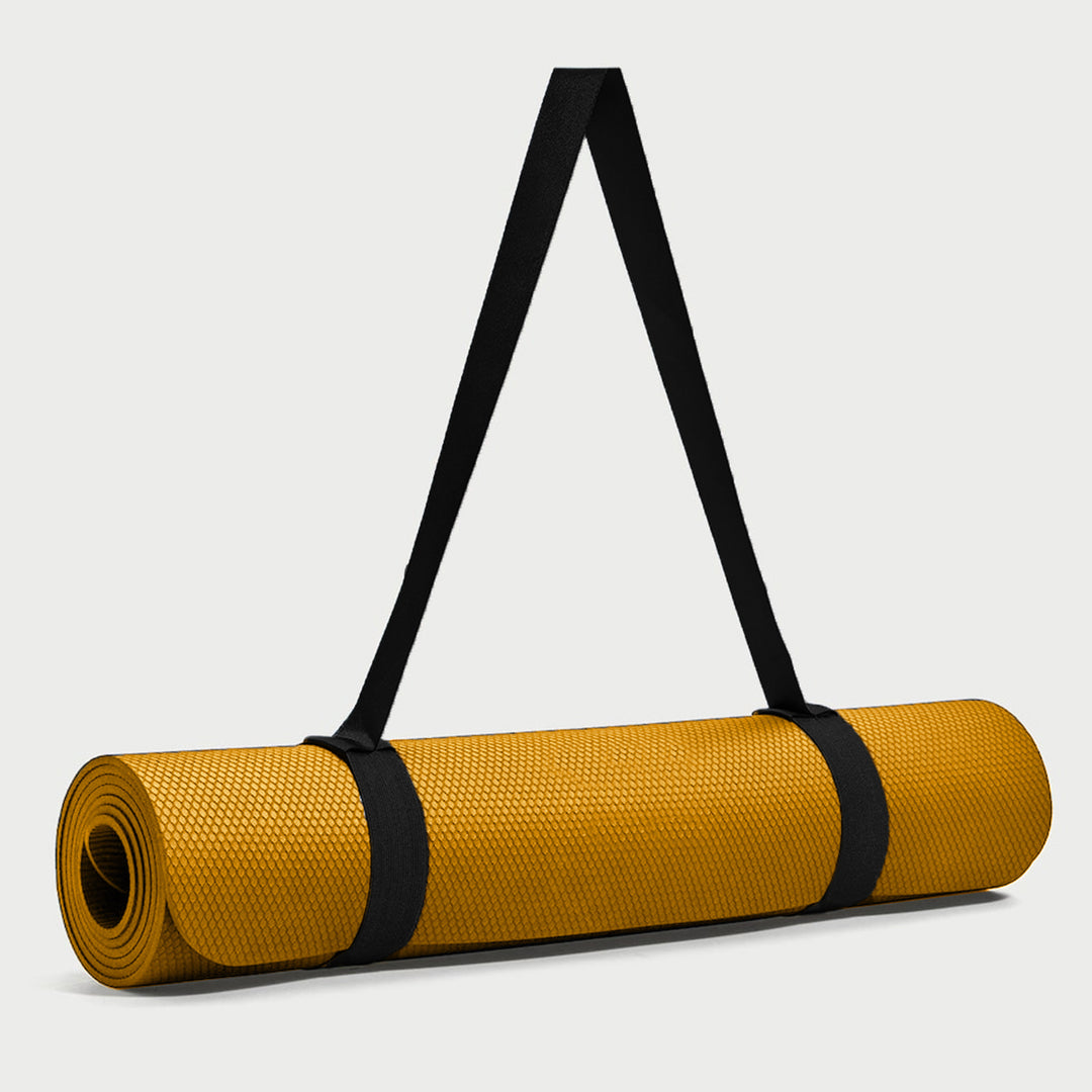 Yogamat for Women and Men | Anti-skid Exercise Mat for Gym Workout and Floor Exercise Long Size | Made in India - Mustard Yellow 6mm with Carry Strap