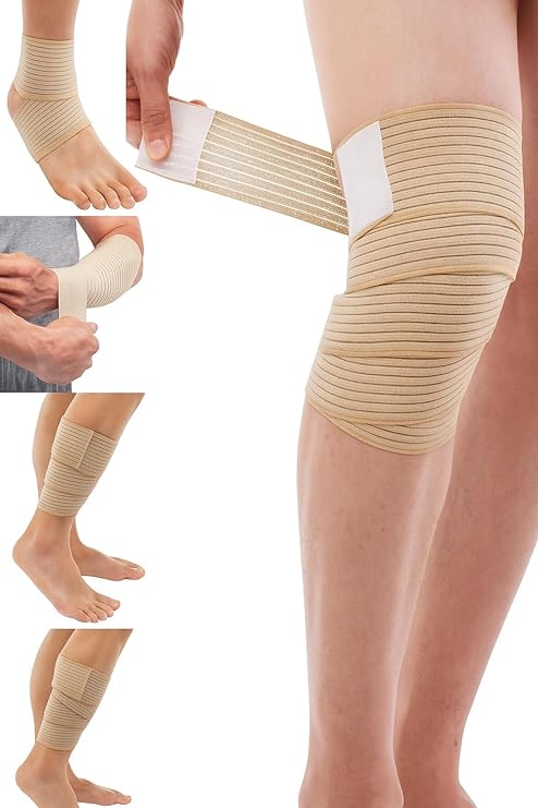 ALYV Fitness Ankle & Foot Compression Support Wrap (Beige) | Plantar Fasciitis Relief | Workout & Sports Injury Protection