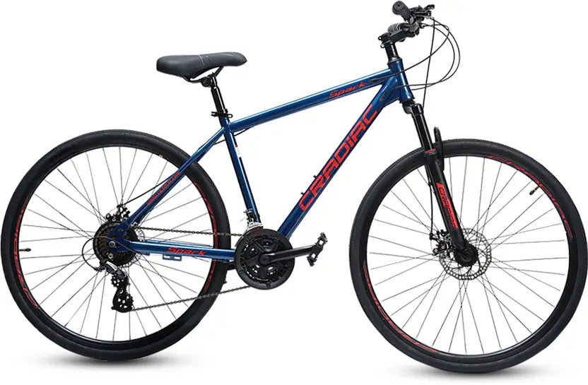 Cradiac Spark 21-Speed Hybrid Cycle | 700C City Bike with Front Suspension & Dual Disc Brakes