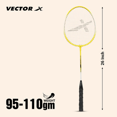 VXB-150 3-4TH Cover Yellow Strung Badminton Racquet (Pack of: 1 | 75 g)