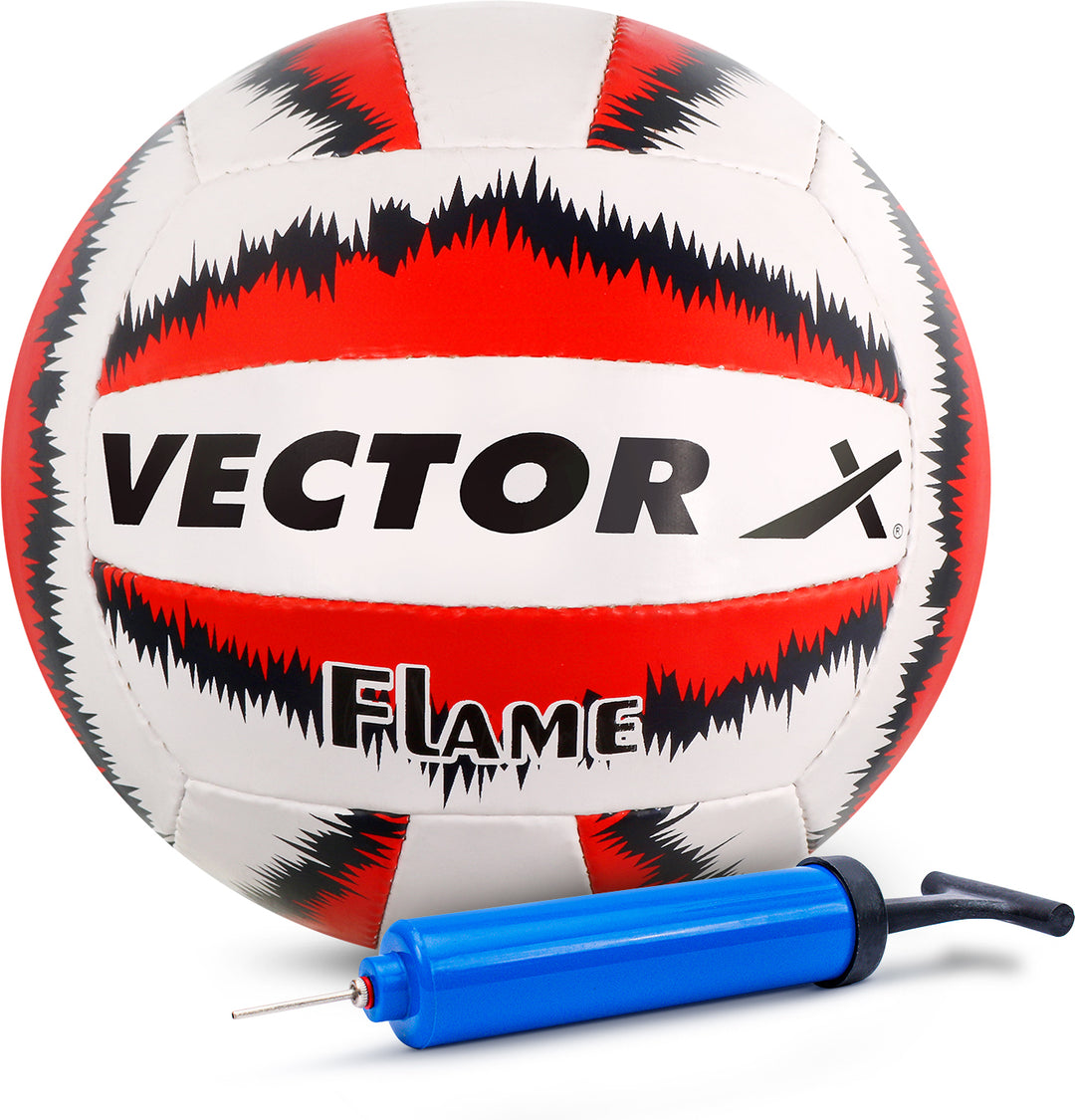 FLAME With Pump Volleyball - Size: 4 (Pack of 1) (Red)