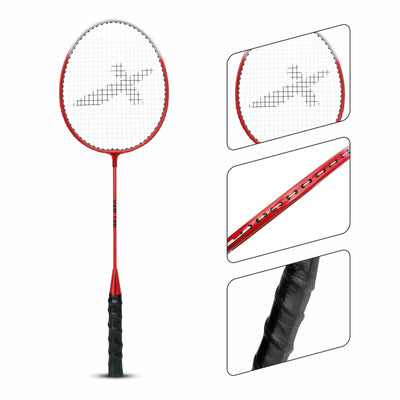 VXB-140 Full Cover Red Strung Badminton Racquet (Pack of: 1 | 90 g)