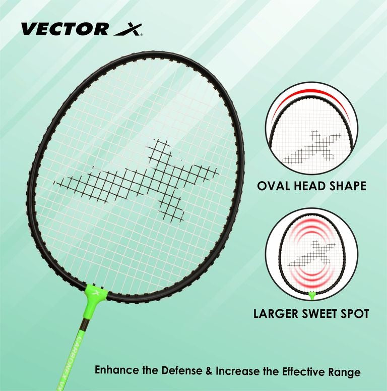 VXB-7022-GRN-BLK 3-4TH Cover Green With Cover | Black Unstrung Badminton Racquet (Pack of: 1 | 150 g)