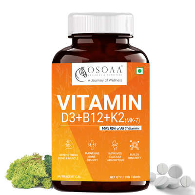 Vitamin D3 K2 B12 Tablets with 100% RDA - 120 Veg Tablets