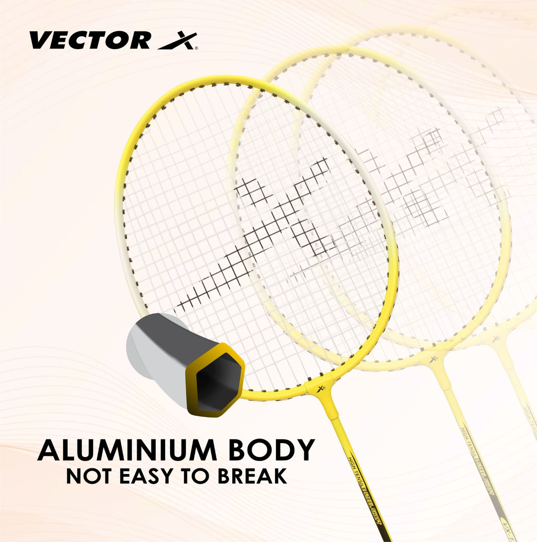 VXB-150 Full Cover Yellow Strung Badminton Racquet (Pack of: 1 | 95 g)