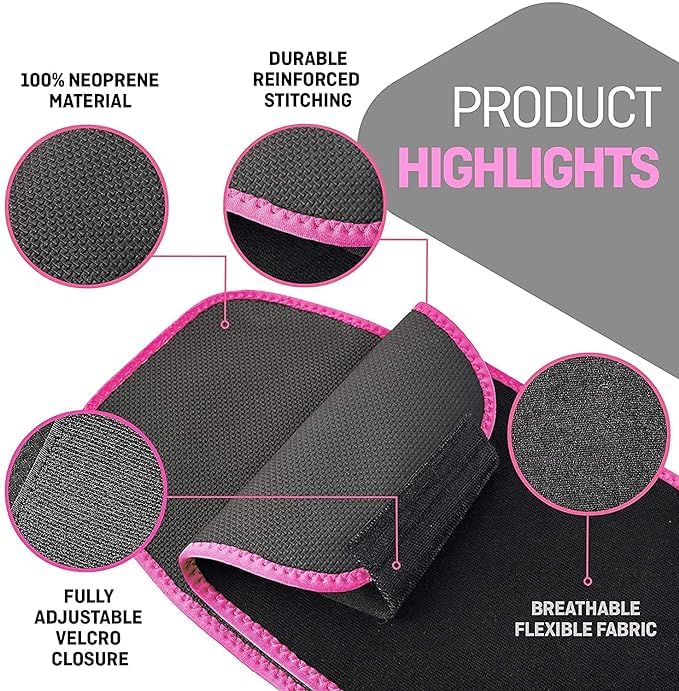 ALYV Premium Sweat Slimming Belt for Men & Women | Waist Trimmer, Tummy Fat Burner & Workout Support Royal Pink
