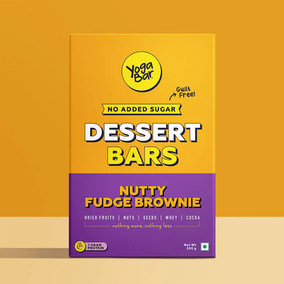 Nutty Fudge Brownie Dessert Protein Bar With 7g Protein & 5g Fiber | Protein Bar With the Proteins of Dried Fruits | Nuts | Whey | Seeds | Cocoa (No Added Sugar) | Pack of 5 | 40g*5 -200gm