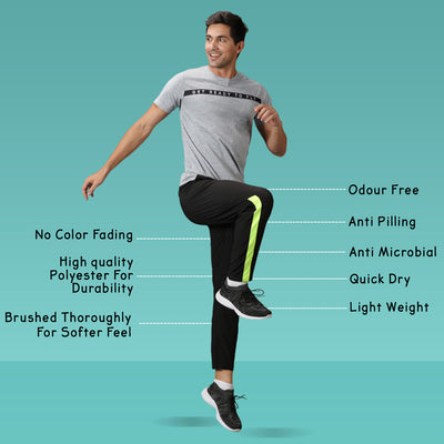 Men's Black Training Track pants with Slant pockets & Elasticated waist.