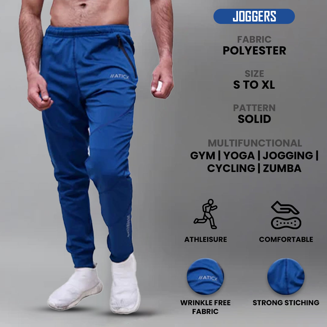 Men's Slim Fit Polyester Joggers (Blue)