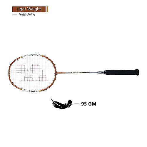 YONEX ZR 100 light Aluminium Strung Badminton Racket with Full Racket Cover (Orange/White) | For Beginners | 95 grams | Maximum String Tension - 26lbs