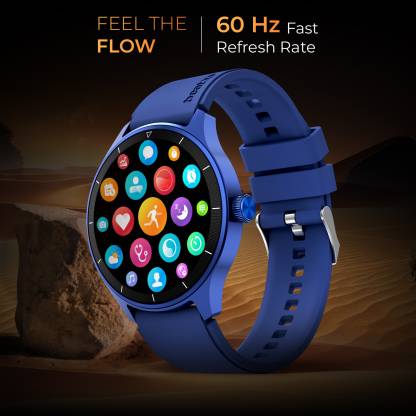 Flux 1.45" (3.6 cm) Bluetooth Calling smartwatch with round HD display | 415*415 Pixel | 60 Hz refresh rate | Rotary Crown | 500 Nits | always on display | Health tracking | 100+ sports modes (Blue)